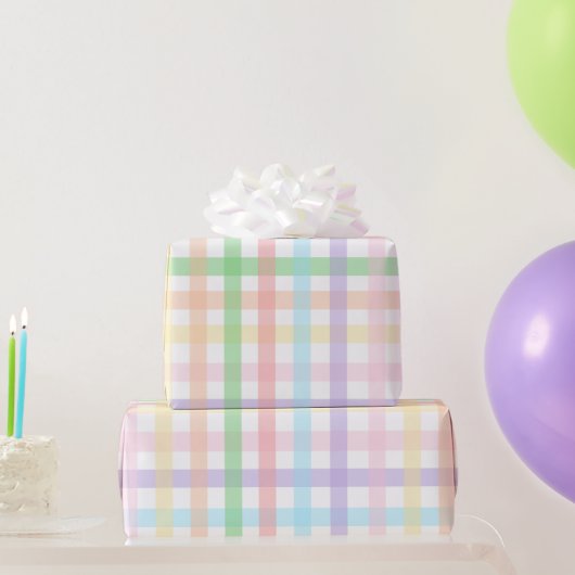 Pastel Gingham Stripes Geschenkpapier (Partygeschenke)