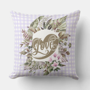 Pastel Gingham Tropical Floral Pillow Kissen