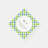 Pastel Gingham Wedding Blue Green Serviette (Ecke)