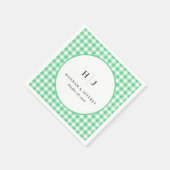 Pastel Gingham Wedding Green Napkins Serviette (Ecke)