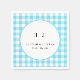Pastel Gingham Wedding Napkins Blue Serviette