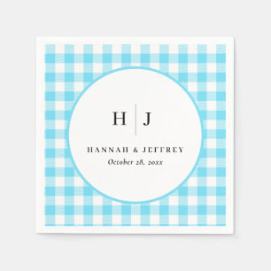 Pastel Gingham Wedding Napkins Blue Serviette
