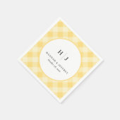 Pastel Gingham Wedding Yellow Napkins Serviette (Ecke)