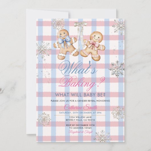Pastel Gingham What’s Baking Gender Reveal Invitat Einladung (Vorderseite)