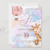 Pastel Giraffe Baby Shower Invitation with QR Code Einladung (Vorderseite)