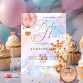 Pastel Giraffe Baby Shower Invitation with QR Code Einladung