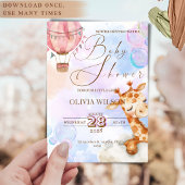 Pastel Giraffe Baby Shower Invitation with QR Code Einladung
