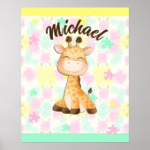 Pastel Giraffe Individuelle Name Poster (Vorne)