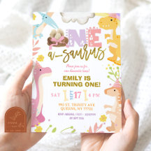 Pastel Girl A-Saurus Dinosaur Erste Geburtstagspar