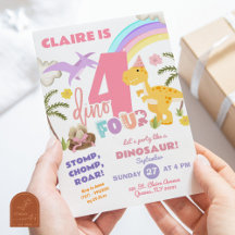 Pastel Girl Dinosaur DinoVier Geburtstagsparty