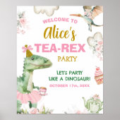 Pastel Girl Dinosaur Tutu Tea-Rex Begrüßungszeiche Poster (Vorne)