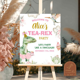 Pastel Girl Dinosaur Tutu Tea-Rex Begrüßungszeiche Poster