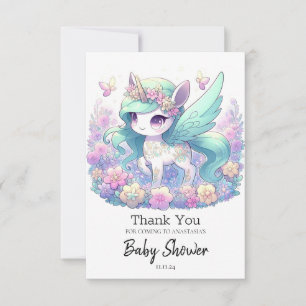 Pastel Girl Unicorn Kinderdusche Dankeskarte