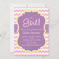 Pastel Girls Spring Zickzack Baby Dusche Einladung