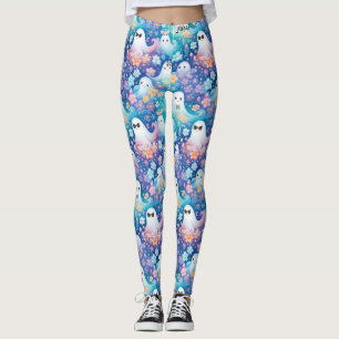 Pastel Girly Halloween Niedlich Ghost Retro Floral Leggings