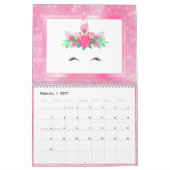Pastel Glam Unicorn Faces Fun Modern 2021 Kalender (Feb 2027)