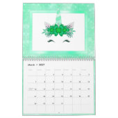 Pastel Glam Unicorn Faces Fun Modern 2021 Kalender (Mär 2027)