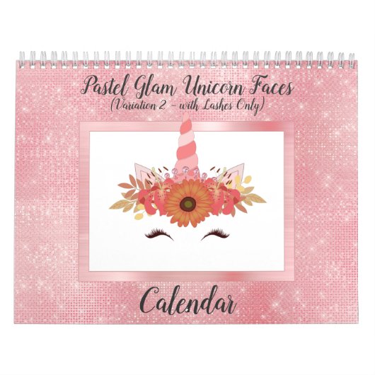 Pastel Glam Unicorn Faces Fun Modern 2021 Kalender (Titelbild)