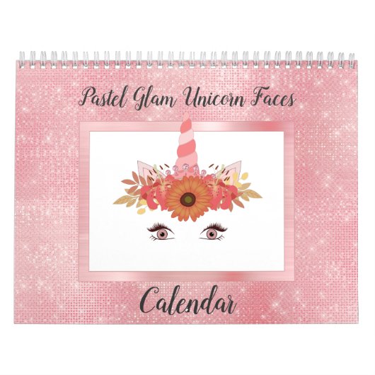 Pastel Glam Unicorn Faces Fun Modern 2021 Kalender (Titelbild)