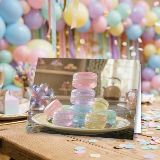 Pastel Glass Macaron Cookies | Happy Birthday Karte