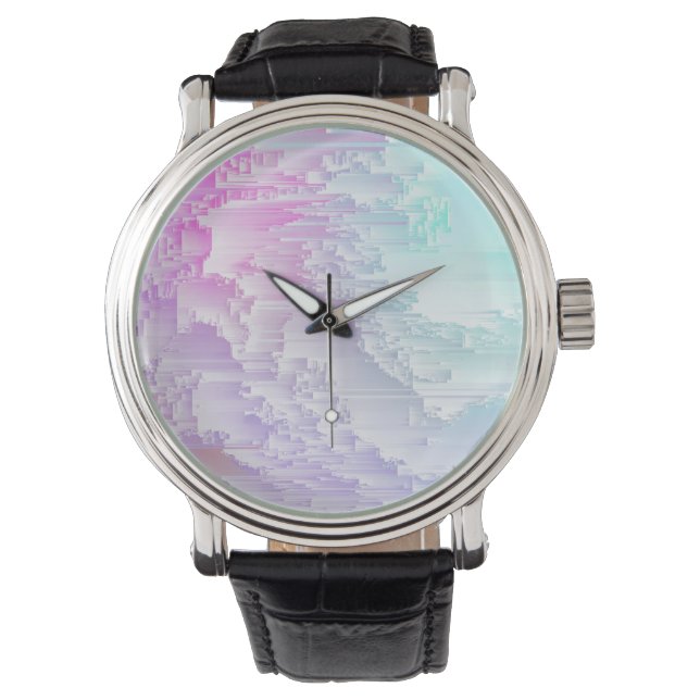Pastel Glitch Armbanduhr (Vorderseite)