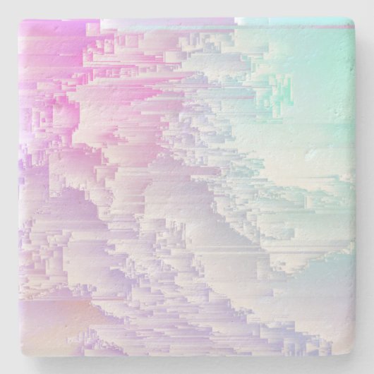 Pastel Glitch Steinuntersetzer (Vorderseite)