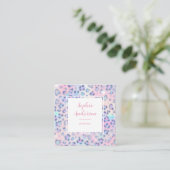 Pastel Glitter Leopard Print with Qr Code Quadratische Visitenkarte (Stehend Vorderseite)