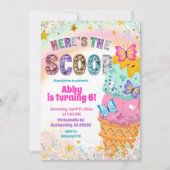 Pastel Glitter Mädchen Eiscreme Geburtstagseinladu Einladung (Vorderseite)