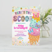 Pastel Glitter Mädchen Eiscreme Geburtstagseinladu Einladung (Stehend Vorderseite)