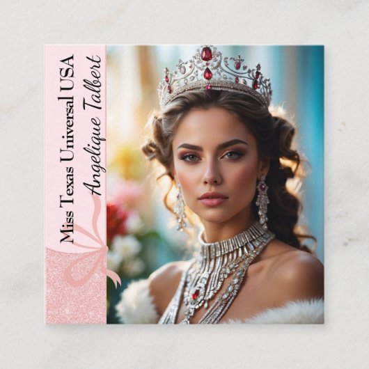 Pastel Glitter Pageant Visitenkarte | QR-Code (Vorderseite)