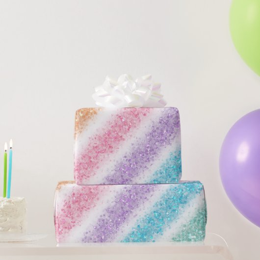Pastel Glitter Rainbow Geschenkpapier (Partygeschenke)
