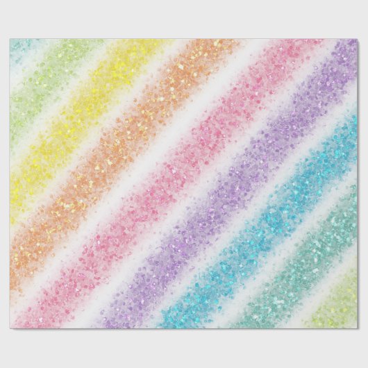 Pastel Glitter Rainbow Geschenkpapier (Flach)