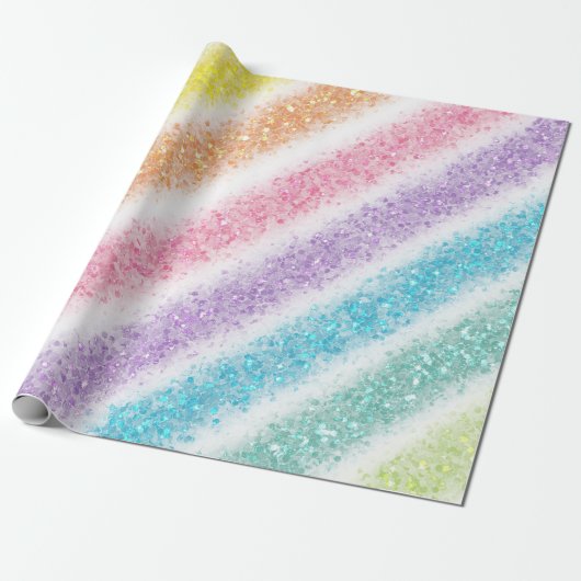 Pastel Glitter Rainbow Geschenkpapier (Ungerollt)