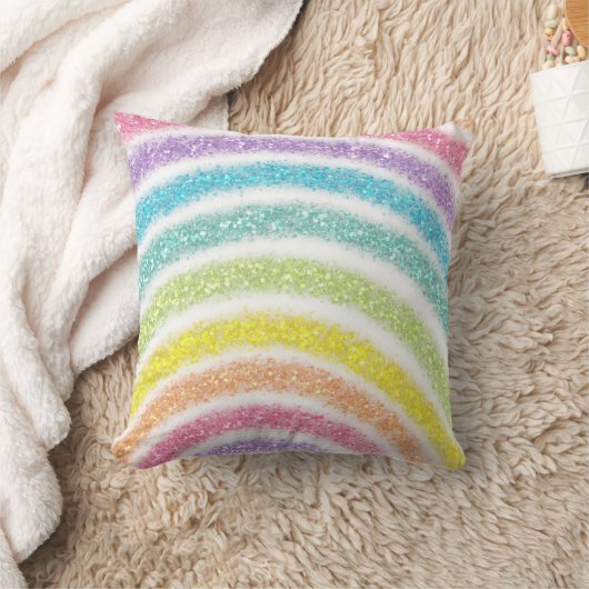 Pastel Glitter Rainbow Kissen (Decke)