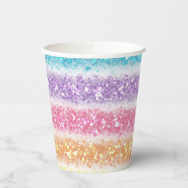 Pastel Glitter Rainbow Pappbecher