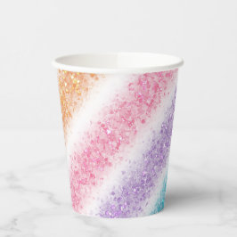 Pastel Glitter Rainbow Pappbecher
