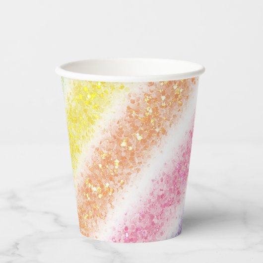 Pastel Glitter Rainbow Pappbecher (Vorderseite)