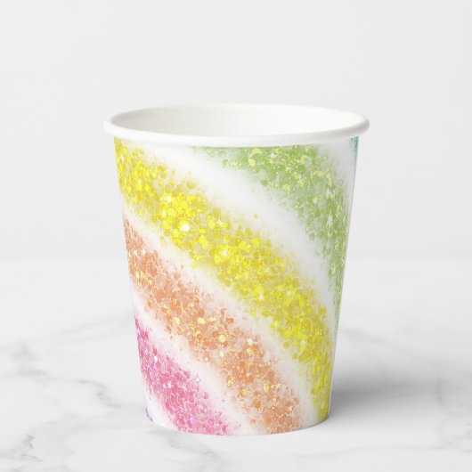 Pastel Glitter Rainbow Pappbecher (Rückseite)