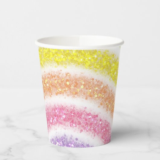 Pastel Glitter Rainbow Pappbecher (Links)