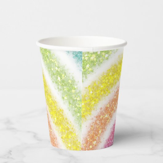 Pastel Glitter Rainbow Pappbecher (Rechts)
