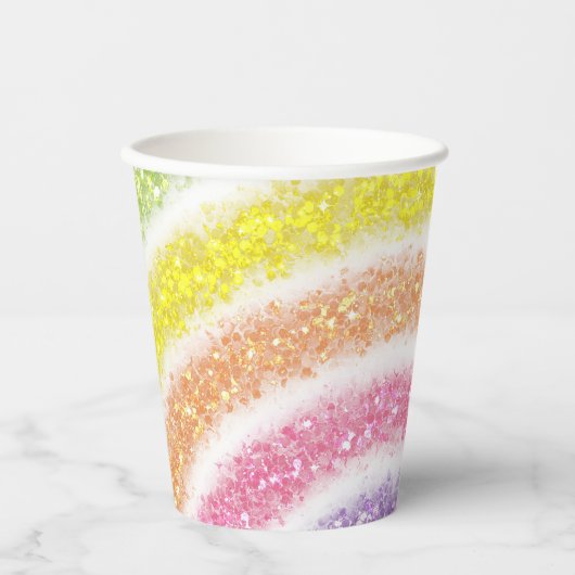 Pastel Glitter Rainbow Pappbecher (Vorderseite)