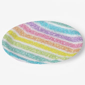 Pastel Glitter Rainbow Pappteller (Schrägansicht)