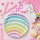 Pastel Glitter Rainbow Pappteller (Party)