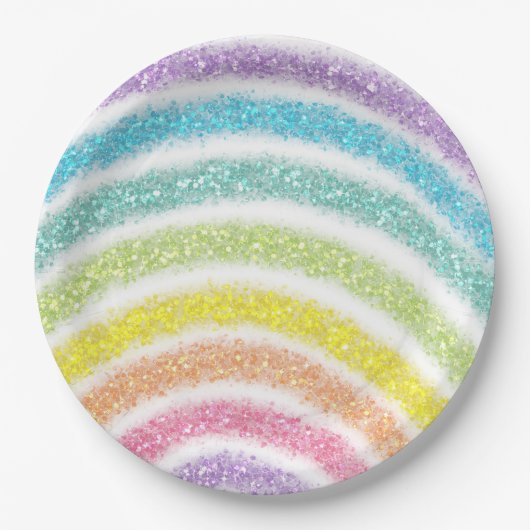 Pastel Glitter Rainbow Pappteller (Vorderseite)