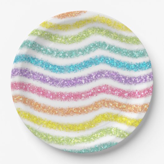 Pastel Glitter Rainbow Pappteller (Vorderseite)