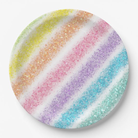 Pastel Glitter Rainbow Pappteller (Vorderseite)
