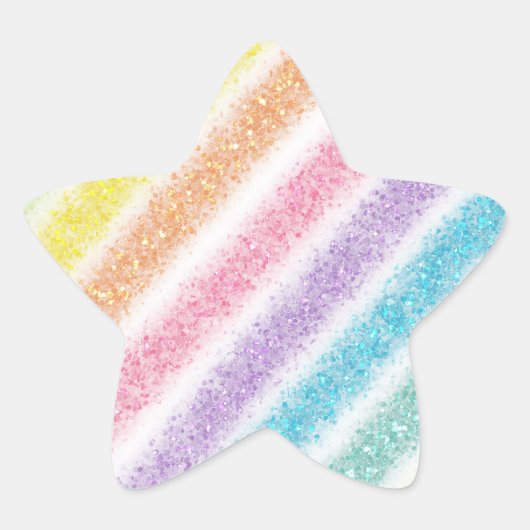 Pastel Glitter Rainbow Stern-Aufkleber (Vorderseite)