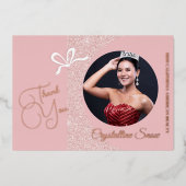 Pastel Glitz Foil Pageant Danke Karte (Vorderseite)