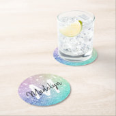 Pastel Glitzer Bokeh Hintergrund Glam Elegant Runder Pappuntersetzer (Vor Ort)