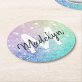 Pastel Glitzer Bokeh Hintergrund Glam Elegant Runder Pappuntersetzer (Angewinkelt)